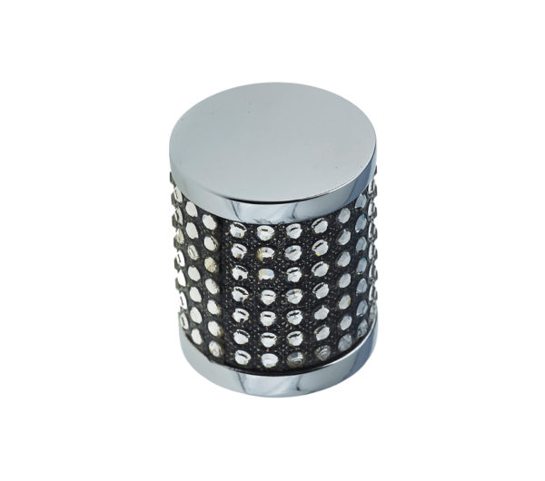 Frelan Hardware Cylindrical Cabinet Knob (20mm x 25mm), Polished Chrome With Swarovski Crystal