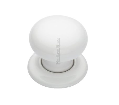 Heritage Brass White Porcelain Mortice Door Knobs, Porcelain Rose (sold in pairs)