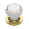Heritage Brass Gold Line White Porcelain Mortice Door Knobs, Polished Brass Rose (sold in pairs)