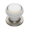 Heritage Brass Gold Line White Porcelain Mortice Door Knobs, Satin Nickel Rose (sold in pairs)
