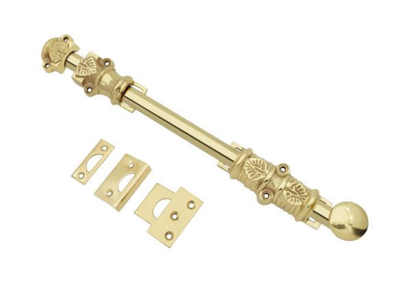 matching to cremone bolt : solid brass FLORAL polished lacquered surface sliding bolt 12 inches