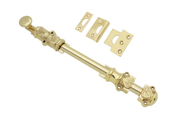 matching to cremone bolt : solid brass FLORAL polished lacquered surface sliding bolt 12 inches