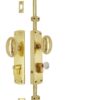 Oval knob locking door Espagnolette/Cremone bolt upto 8.5'-Polished brass lacquered
