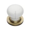 Heritage Brass White Crackle Porcelain Mortice Door Knobs, Antique Brass Rose (sold in pairs)
