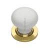 Heritage Brass White Crackle Porcelain Mortice Door Knobs, Polished Brass Rose (sold in pairs)