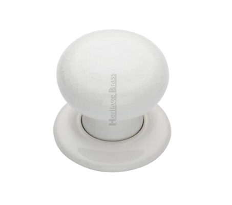 Heritage Brass White Crackle Porcelain Mortice Door Knobs, Porcelain Rose (sold in pairs)