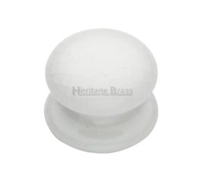 Heritage Brass Porcelain Cupboard Knobs (32mm Or 38mm), White Crackle