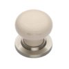 Heritage Brass Cream Crackle Porcelain Mortice Door Knobs, Satin Nickel Rose (sold in pairs)