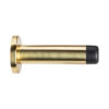 Cylinder Wall Mounted Door Stop With Rose (70mm Projection), Satin Brass