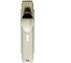 Art Deco Style Door Knob On Backplate (Unsprung), Satin Nickel (sold in pairs)