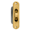 Heavy Duty Galvanised Sash Window Axle Pulley (Radius Forend), Polished Brass With Brass Wheel