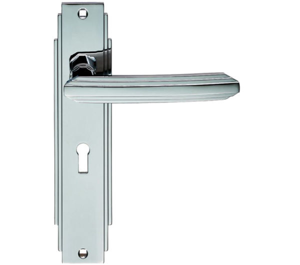 Art Deco Style Door Handles, Polished Chrome (sold in pairs)