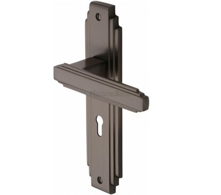 Heritage Brass Astoria Art Deco Style Door Handles, Matt Bronze (sold in pairs)