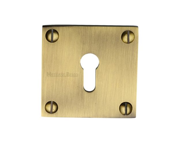 Heritage Brass Standard Square Slim Key Escutcheon, Antique Brass