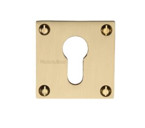 Heritage Brass Euro Profile Square Slim Key Escutcheon, Satin Brass