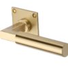 Heritage Brass Bauhaus Low Profile Satin Brass Door Handles On Square Rose (sold in pairs)