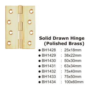 Solid Drawn Hinge(Polished Brass) -75x40mm
