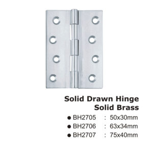 Solid Drawn Hinge - Solid Brass -63x34mm