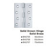 Solid Drawn Hinge - Solid Brass -75x4Omm