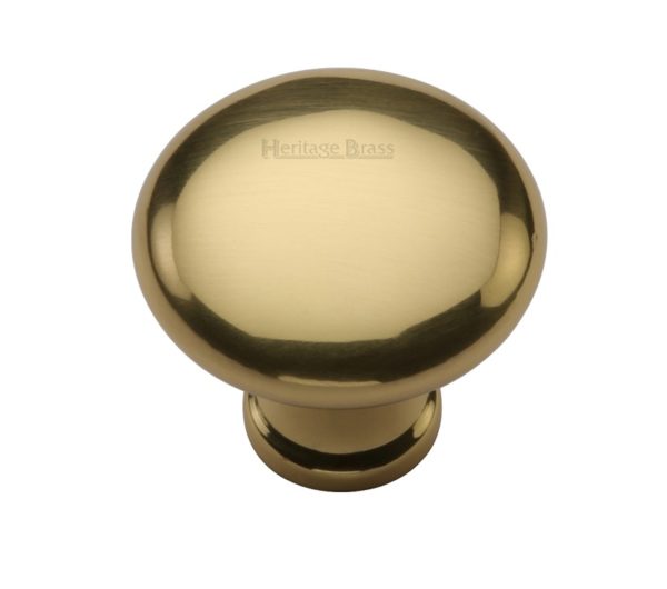 Heritage Brass Mushroom Design Cabinet Knob (32mm OR 38mm), Polished Brass