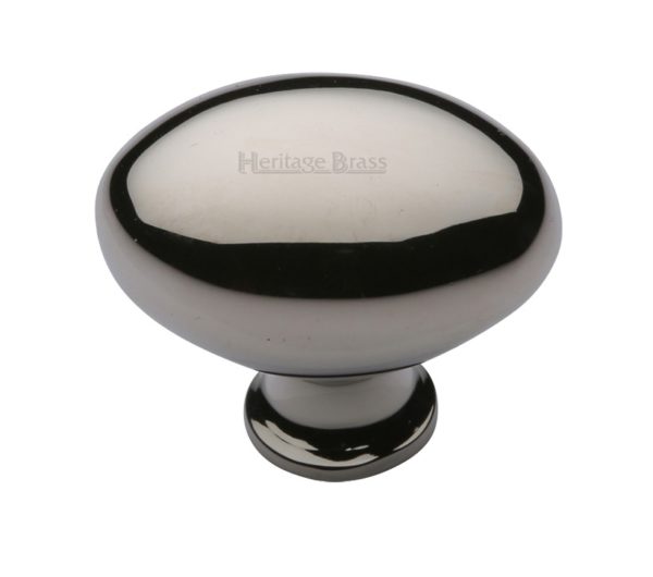 Heritage Brass Oval Design Cabinet Knob (32mm OR 38mm), Polished Nickel