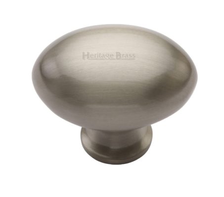 Heritage Brass Oval Design Cabinet Knob (32mm OR 38mm), Satin Nickel