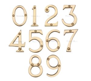 Heritage Brass 0-9 Screw Fixing Numerals (51mm - 2"), Polished Brass