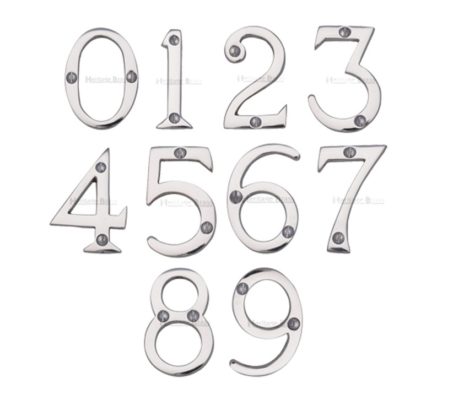 Heritage Brass 0-9 Screw Fixing Numerals (51mm - 2"), Polished Chrome