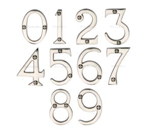 Heritage Brass 0-9 Screw Fixing Numerals (51mm - 2"), Polished Nickel