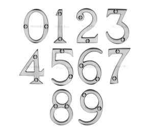 Heritage Brass 0-9 Screw Fixing Numerals (51mm - 2"), Satin Chrome