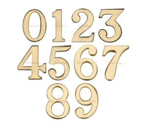 Heritage Brass 0-9 Self Adhesive Numerals (51mm - 2"), Polished Brass