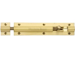 Heritage Brass Straight Barrel Door Bolt (4", 6" or 8" x 1 1/4"), Satin Brass