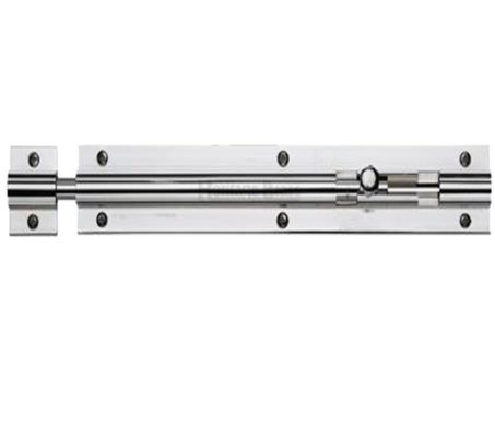 Heritage Brass Straight Barrel Door Bolt (4", 6" or 8" x 1 1/4"), Polished Chrome