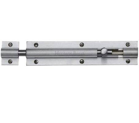 Heritage Brass Straight Barrel Door Bolt (4", 6" or 8" x 1 1/4"), Satin Chrome