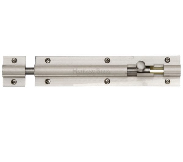 Heritage Brass Straight Barrel Door Bolt (4", 6" or 8" x 1 1/4"), Satin Nickel