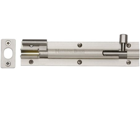 Heritage Brass Necked Barrel Door Bolt (4" OR 6" x 1 1/4" OR 1 1/2"), Satin Nickel