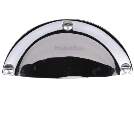 Heritage Brass Cabinet Drawer Pull Handle (86mm C/C), Polished Chrome