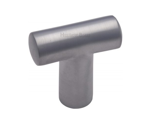 Heritage Brass T-Shaped Cabinet Knob, Satin Chrome