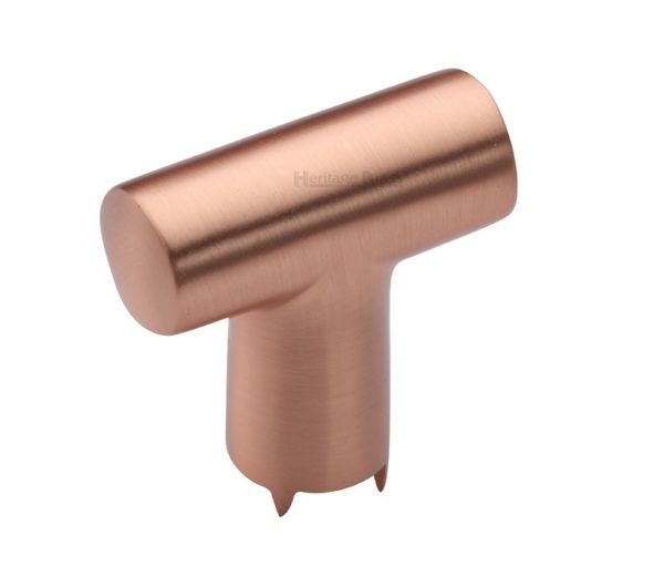 Heritage Brass T-Shaped Cabinet Knob, Satin Rose Gold