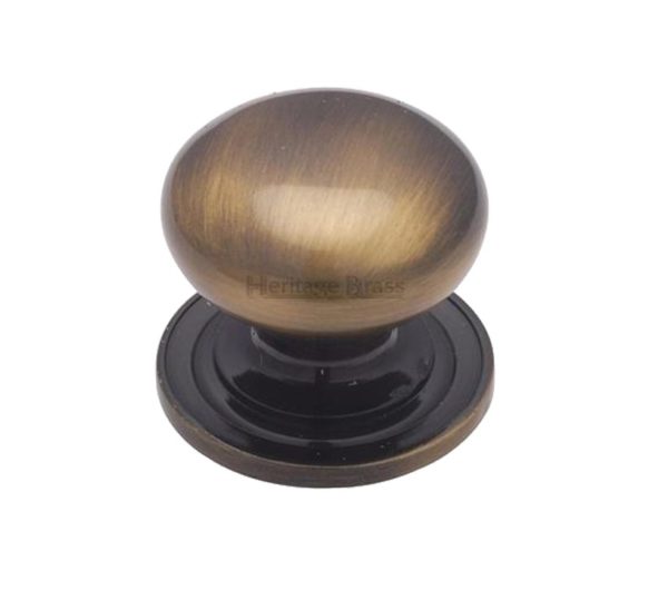 Heritage Brass Round Design Cabinet Knob (25mm, 32mm, 38mm Or 48mm), Antique Brass