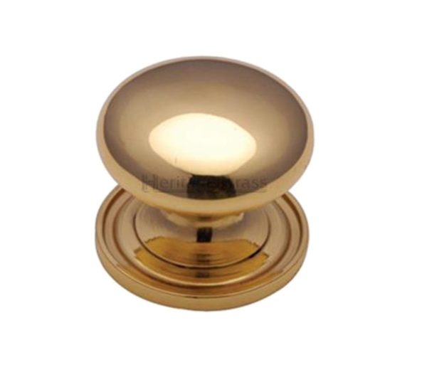 Heritage Brass Round Design Cabinet Knob (25mm, 32mm, 38mm Or 48mm), Polished Brass