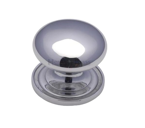 Heritage Brass Round Design Cabinet Knob (25mm, 32mm, 38mm Or 48mm), Polished Chrome