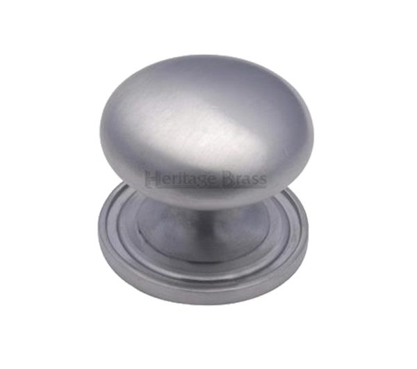 Heritage Brass Round Design Cabinet Knob (25mm, 32mm, 38mm Or 48mm), Satin Chrome