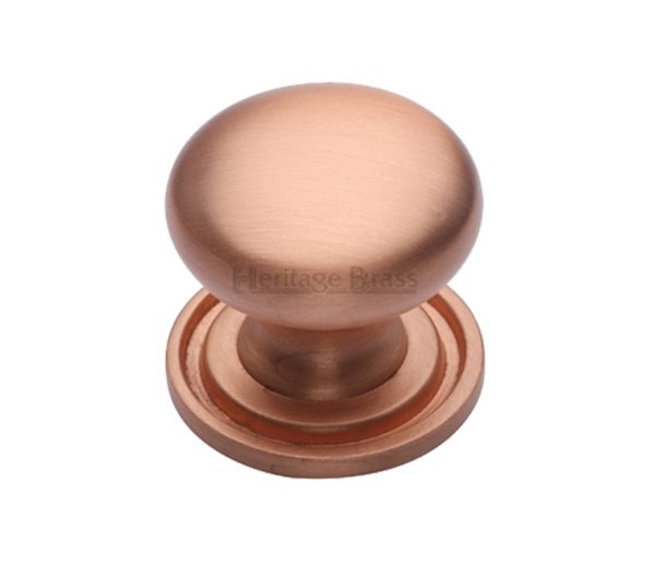 Heritage Brass Round Design Cabinet Knob (25mm, 32mm, 38mm Or 48mm), Satin Rose Gold