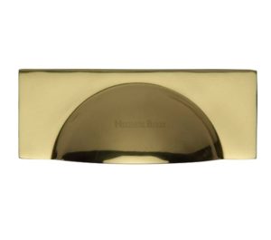 Heritage Brass Cabinet Drawer Pull Handle (57mm C/C), Polished Brass