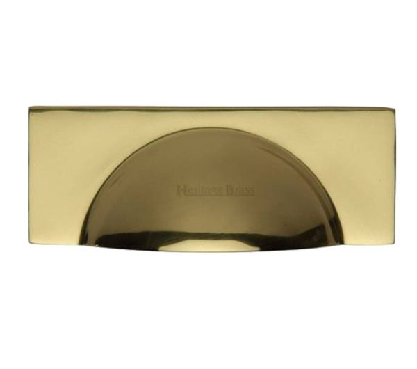 Heritage Brass Cabinet Drawer Pull Handle (57mm C/C), Polished Brass