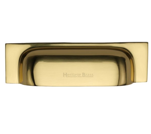 Heritage Brass Cabinet Drawer Pull Handle (76mm/96mm OR 152mm/178mm C/C), Polished Brass