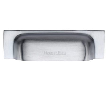 Heritage Brass Cabinet Drawer Pull Handle (76mm/96mm OR 152mm/178mm C/C), Satin Chrome