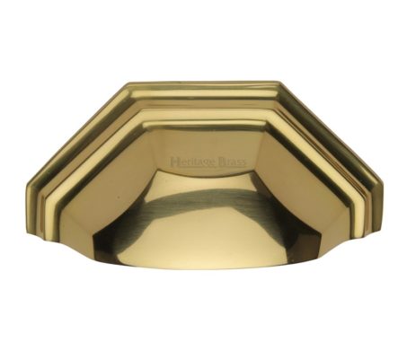Heritage Brass Cabinet Drawer Pull Handle (89mm C/C), Polished Brass