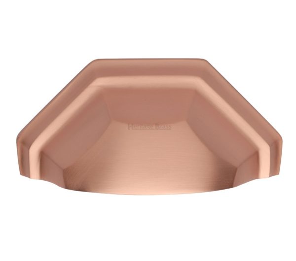 Heritage Brass Cabinet Drawer Pull Handle (89mm C/C), Satin Rose Gold